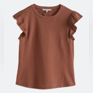 Daniel Rainn Sleeveless Ruffle Trim Sleeve Knit Top